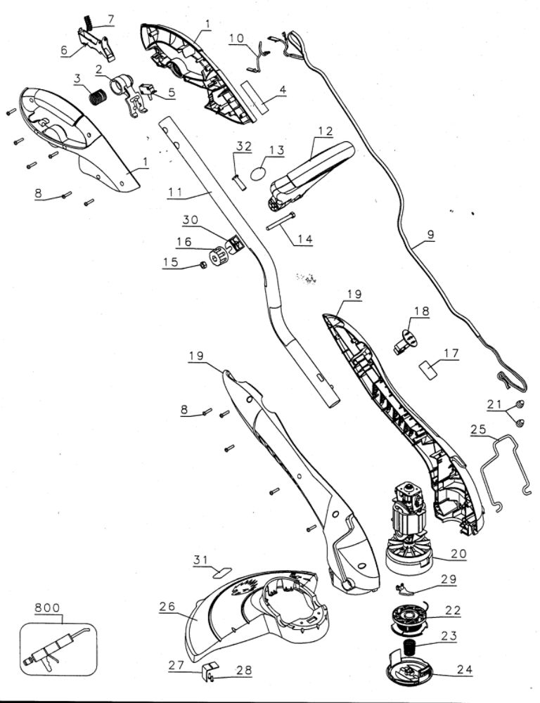 Trimmer/Edger Diagram and Parts List for GH600TY2  Black and Decker Hedge Trimmer